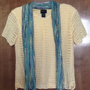 Morgan Cole light yellow short-sleeved top & scarf